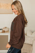 "Coffee Weather" Crew Neck Pullover- Dark Brown