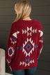 Best Interests Aztec Sweater- Burgundy