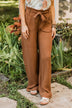 Well Suited Knit Paperbag Pants- Camel