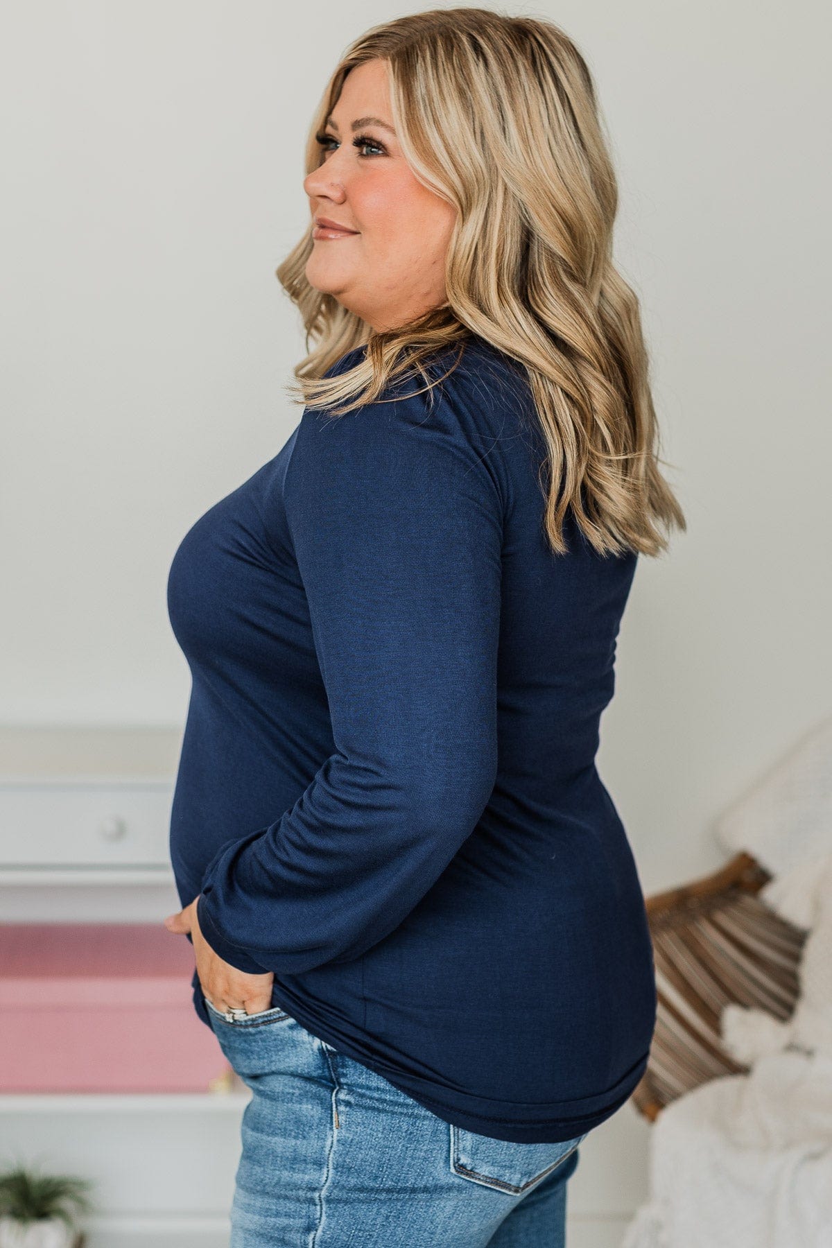 Fresh Perspective Knit Top- Navy