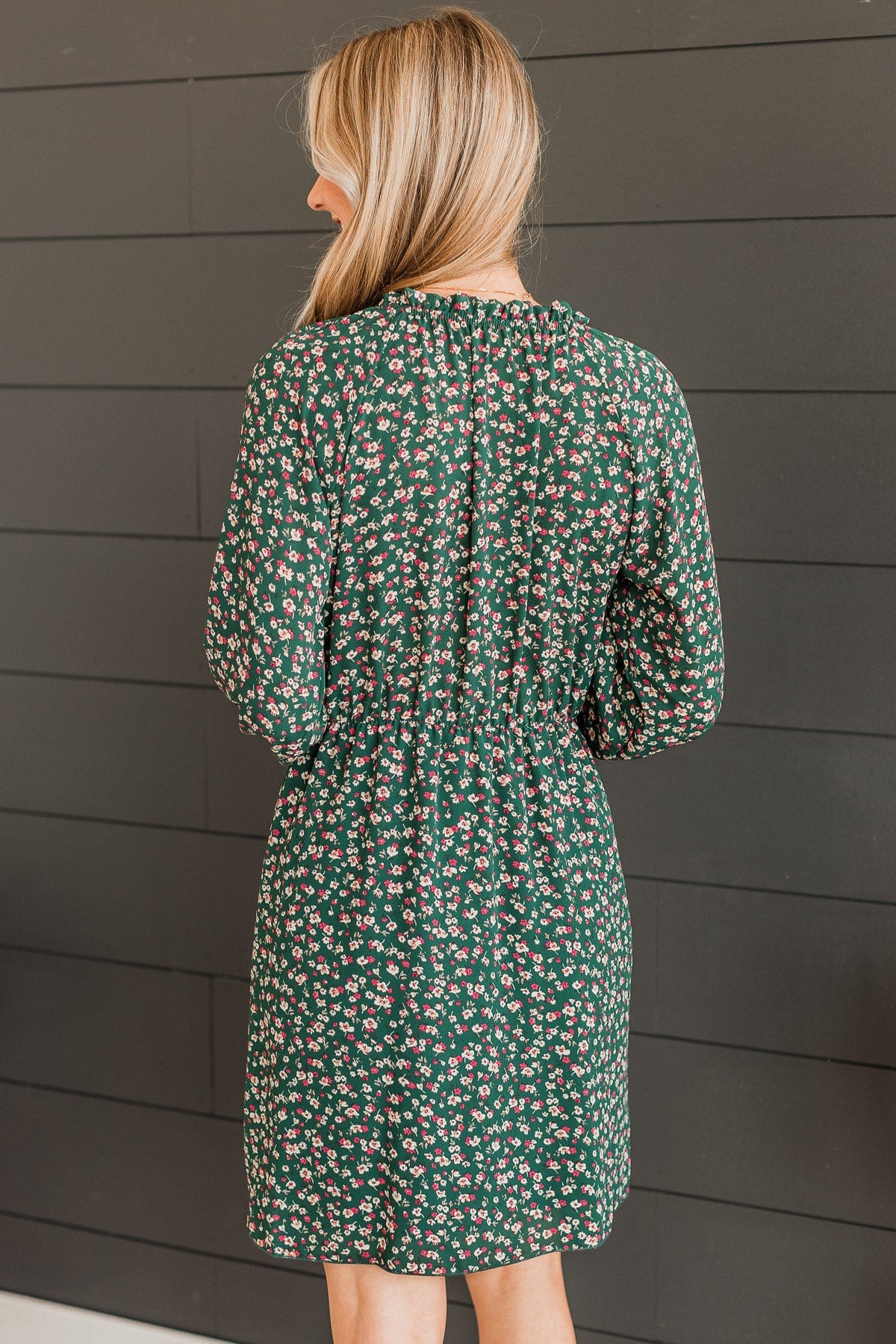 Wonderful Weekend Floral Dress- Hunter Green