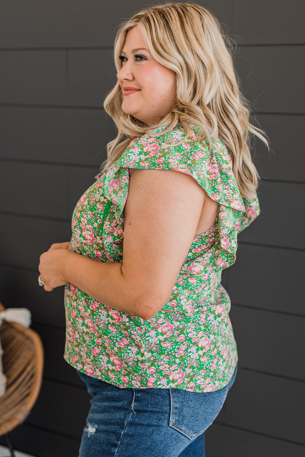 Keen On You Floral Blouse- Green & Pink