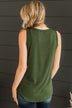 Just Peachy Ribbed Knit Tank Top- Dark Olive