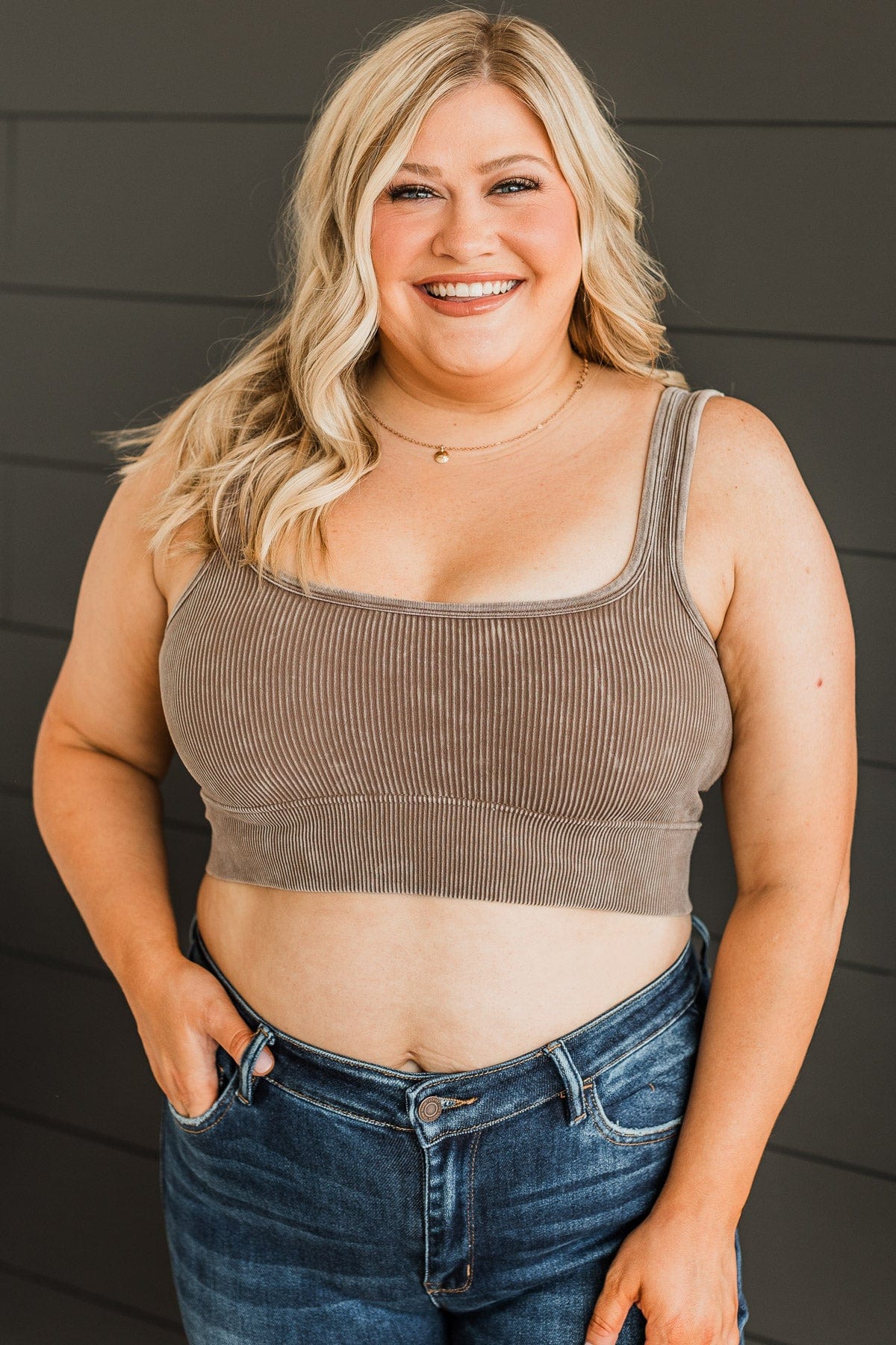 Irresistible Charm Cropped Tank Top- Mocha