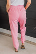 In Motion Ribbed Knit Joggers- Pink