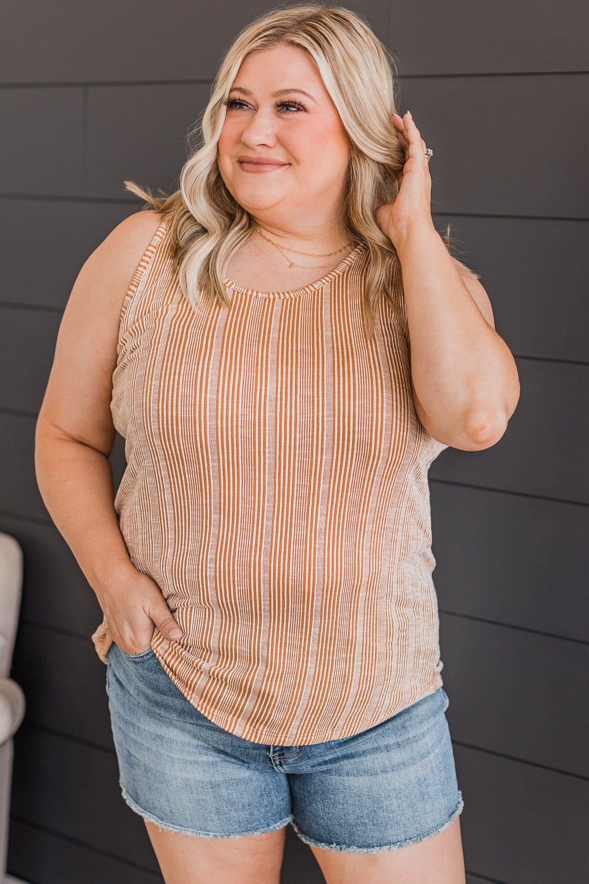To My Delight Ribbed Knit Tank Top- Camel