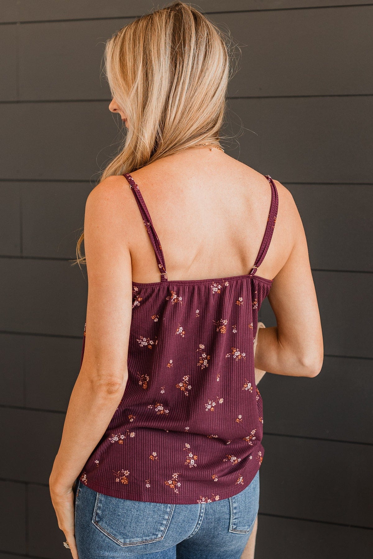 Hopelessly Yours Floral Tank Top- Plum