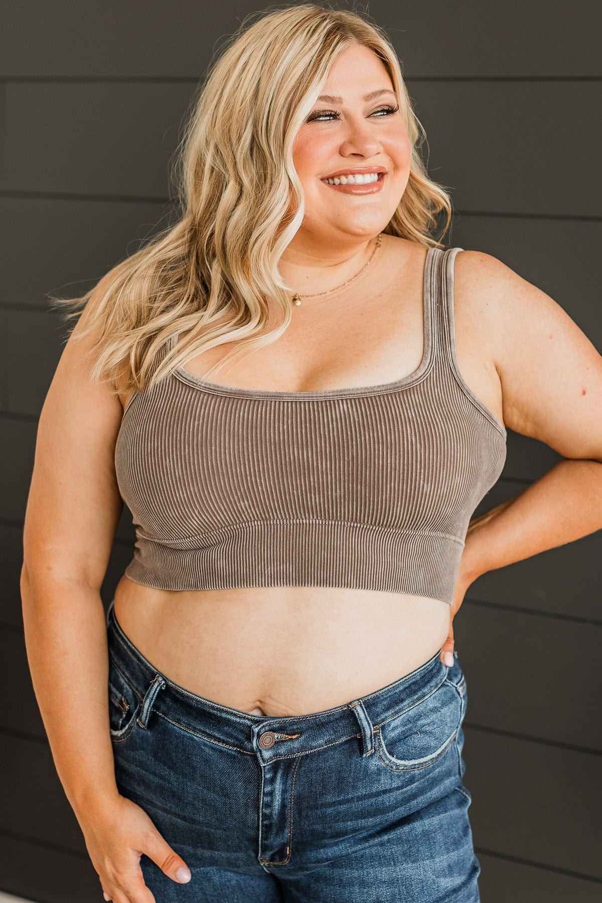 Irresistible Charm Cropped Tank Top- Mocha