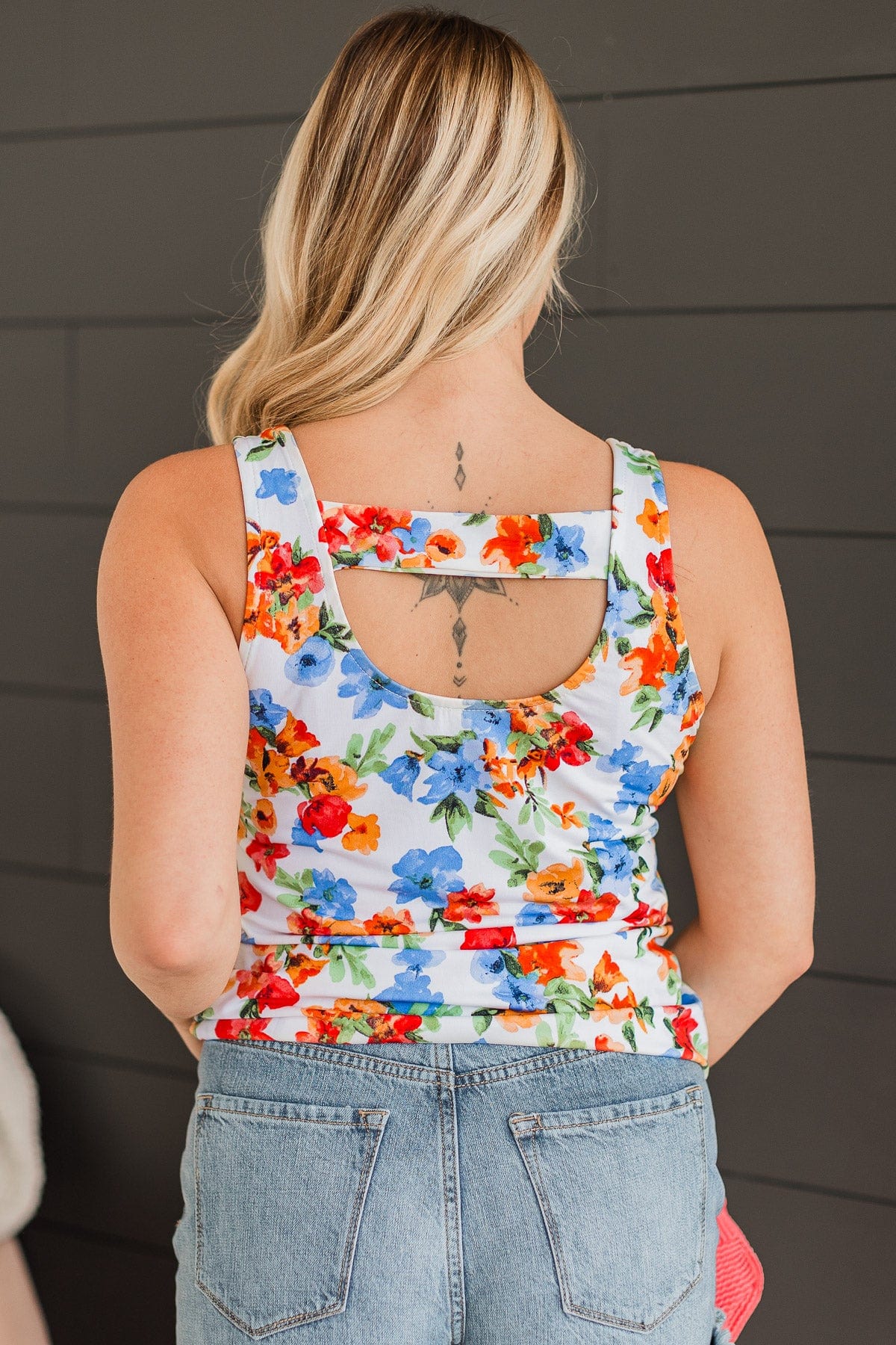 Together In Bliss Floral Tank Top- Ivory & Orange