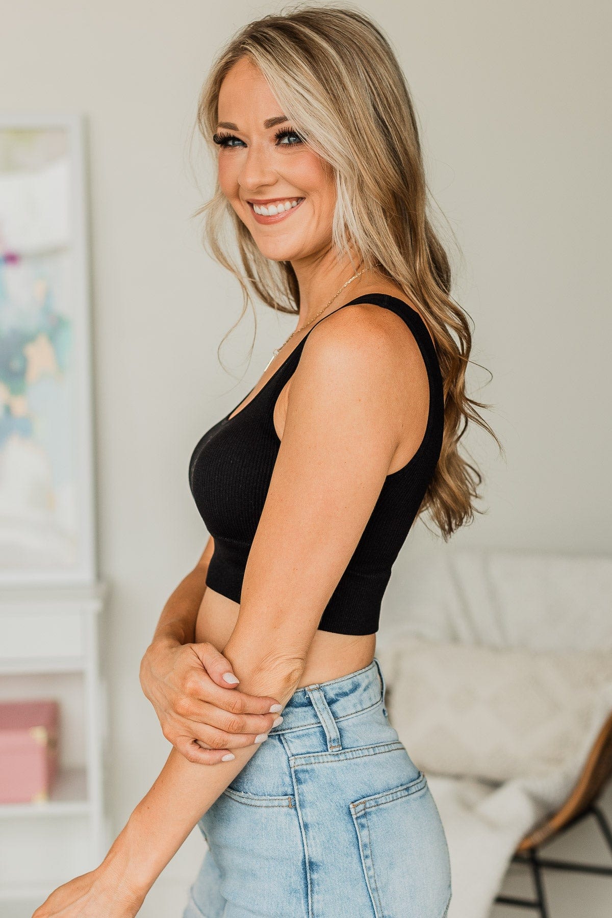 Simply Lovely Cropped Tank Top- Black