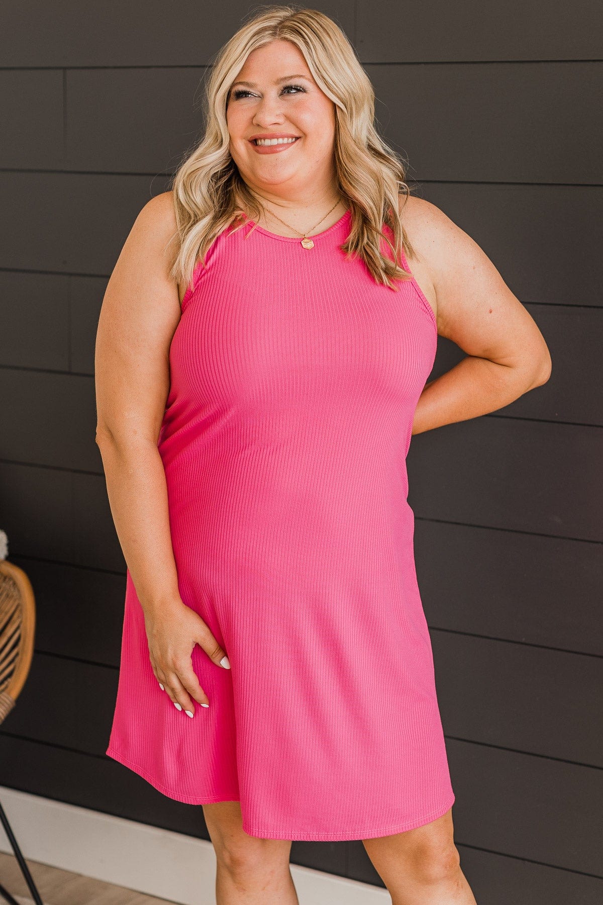 Sweeten The Day Knit Dress- Bright Pink Sweeten The Day Knit Dress- Bright Pink