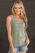 Good Attitude Ribbed Knit Tank Top- Sage