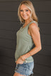 Good Attitude Ribbed Knit Tank Top- Sage