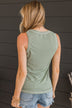 Good Attitude Ribbed Knit Tank Top- Sage