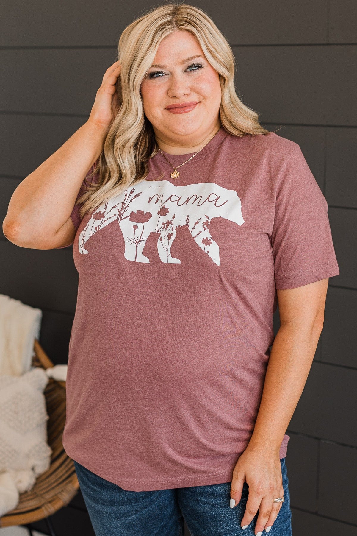 Mama Bear Graphic Tee- Mauve