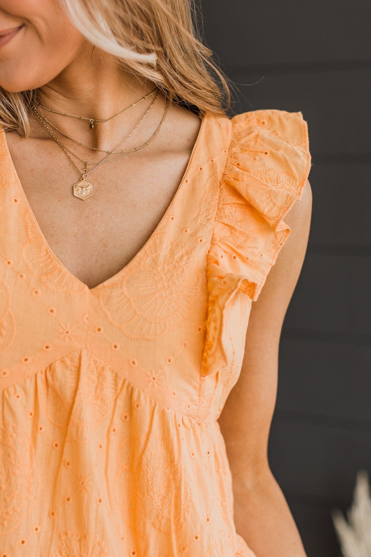 Greatest Feeling Tiered Dress- Sherbet