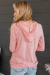 All Over This Striped Hooded Top- Salmon Pink