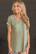 Happy Mindset Ribbed Knit Top- Sage