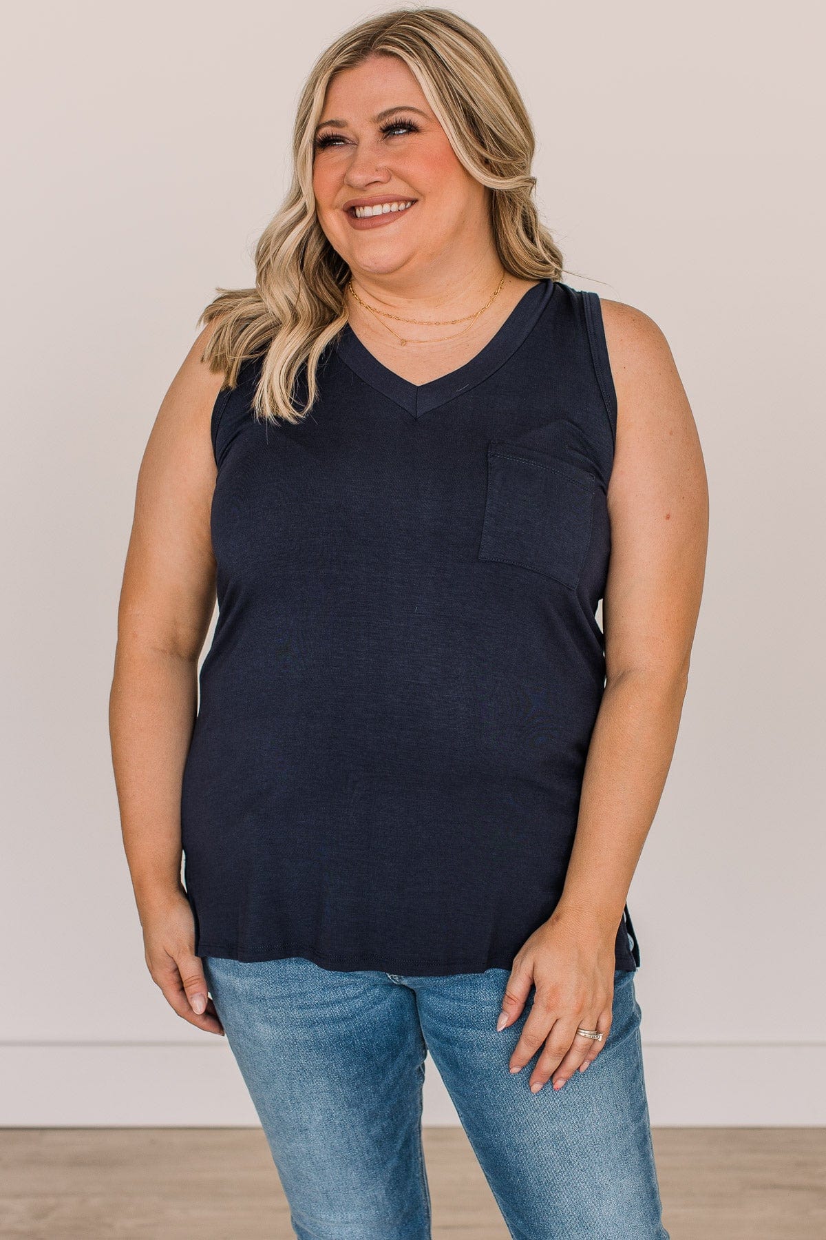 Doesn't Have To Be Goodbye Pocket Tank- Navy