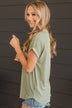 Happy Mindset Ribbed Knit Top- Sage