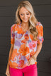 Sweet Connection Floral Top- Purple & Orange