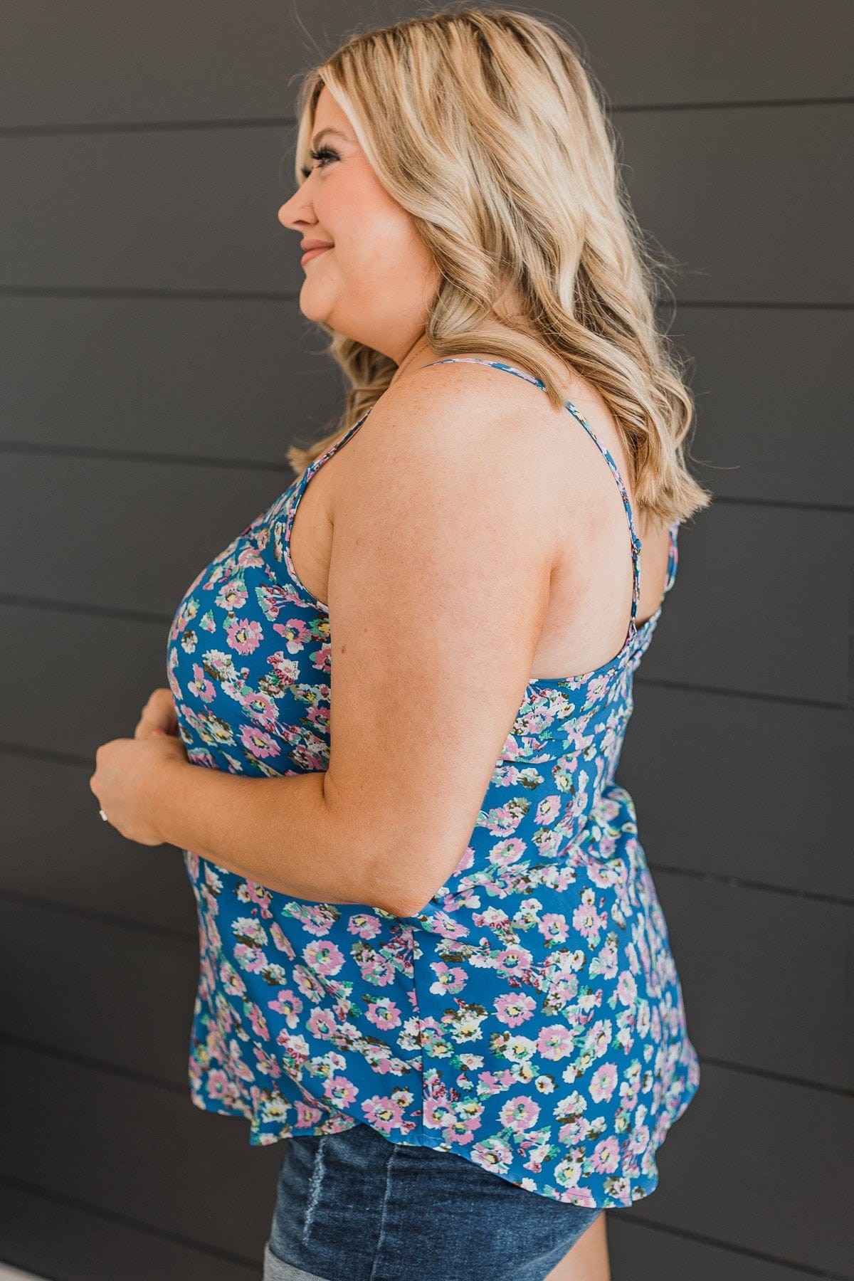 Ready For A Change Floral Tank Top- Dark Blue & Pink