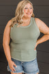 Good Attitude Ribbed Knit Tank Top- Sage