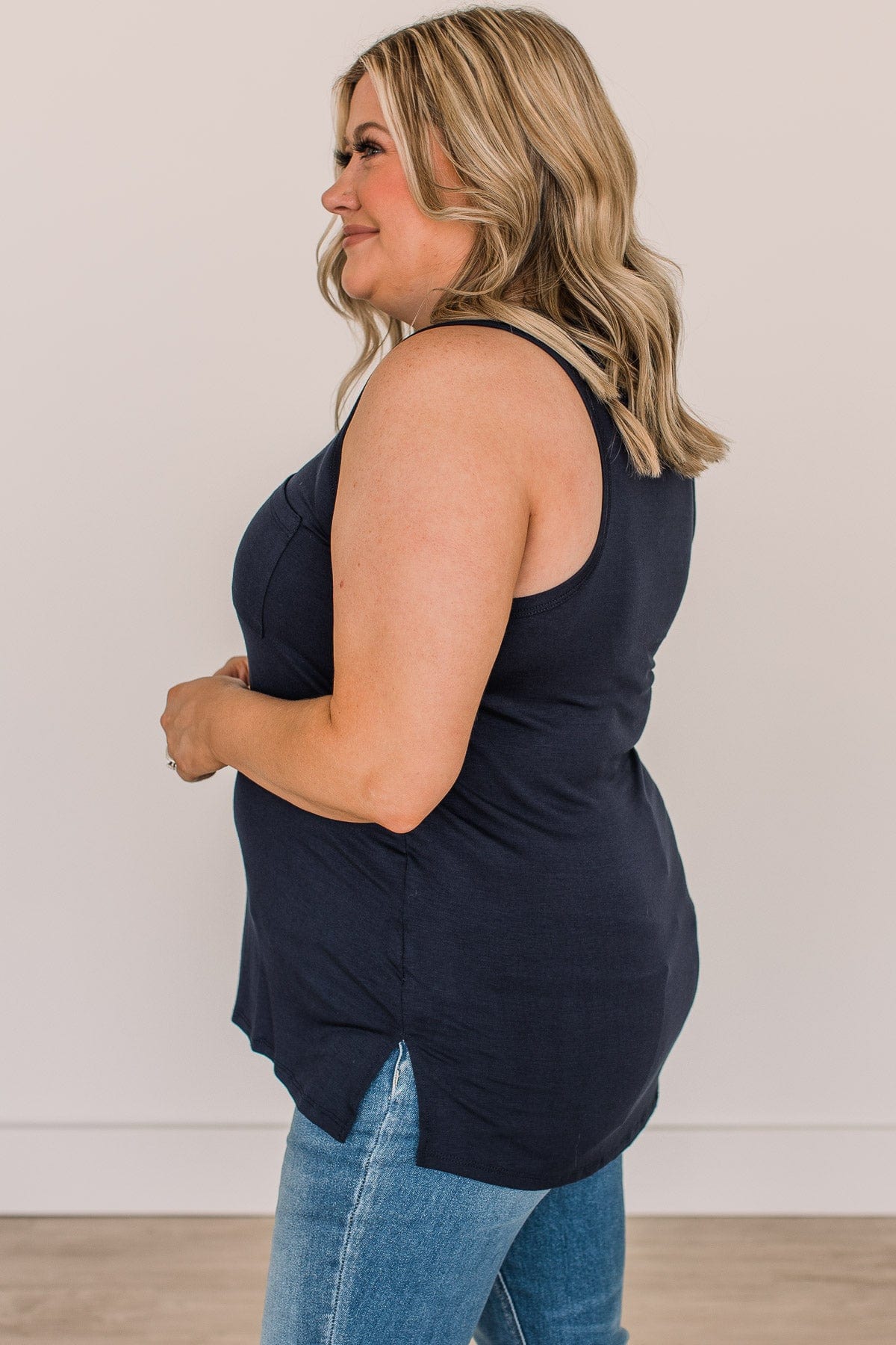 Doesn't Have To Be Goodbye Pocket Tank- Navy