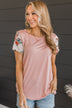 Delight My Heart Floral Sleeve Top- Blush