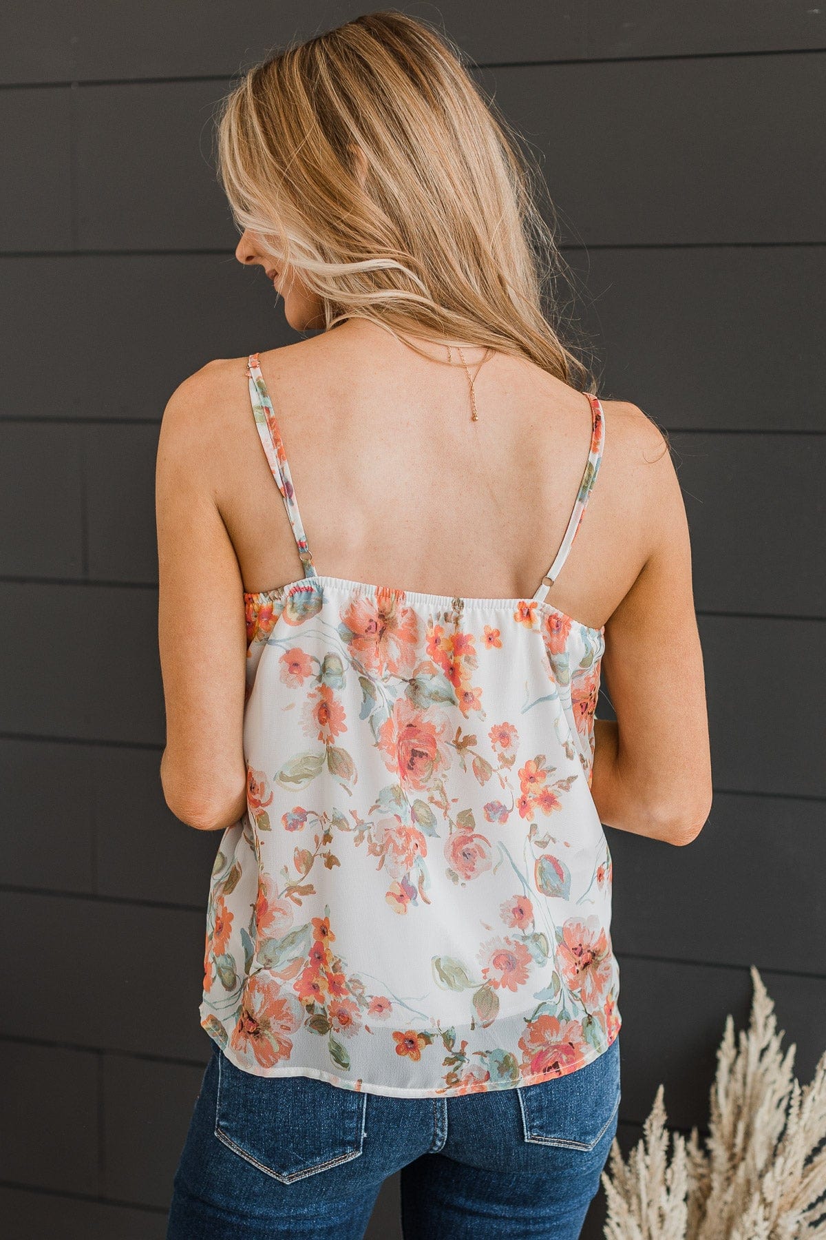 All I Could Want Floral Tank Top- White & Coral