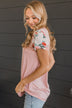 Delight My Heart Floral Sleeve Top- Blush