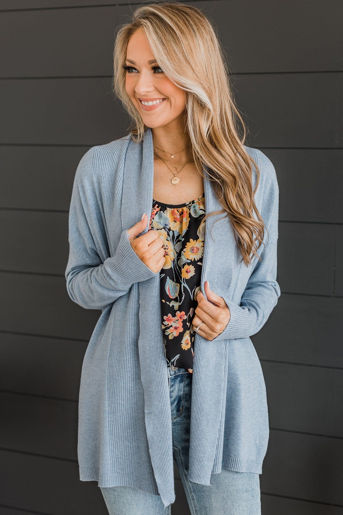 Dusty blue cardigan hotsell