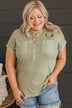 Happy Mindset Ribbed Knit Top- Sage