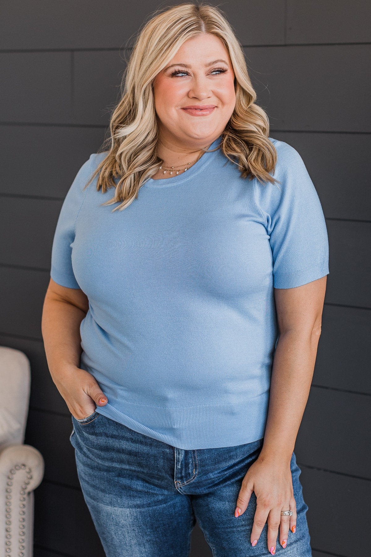 More To Come Knit Top- Periwinkle