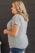 Playing Favorites Striped Top- Heather Grey & Ivory