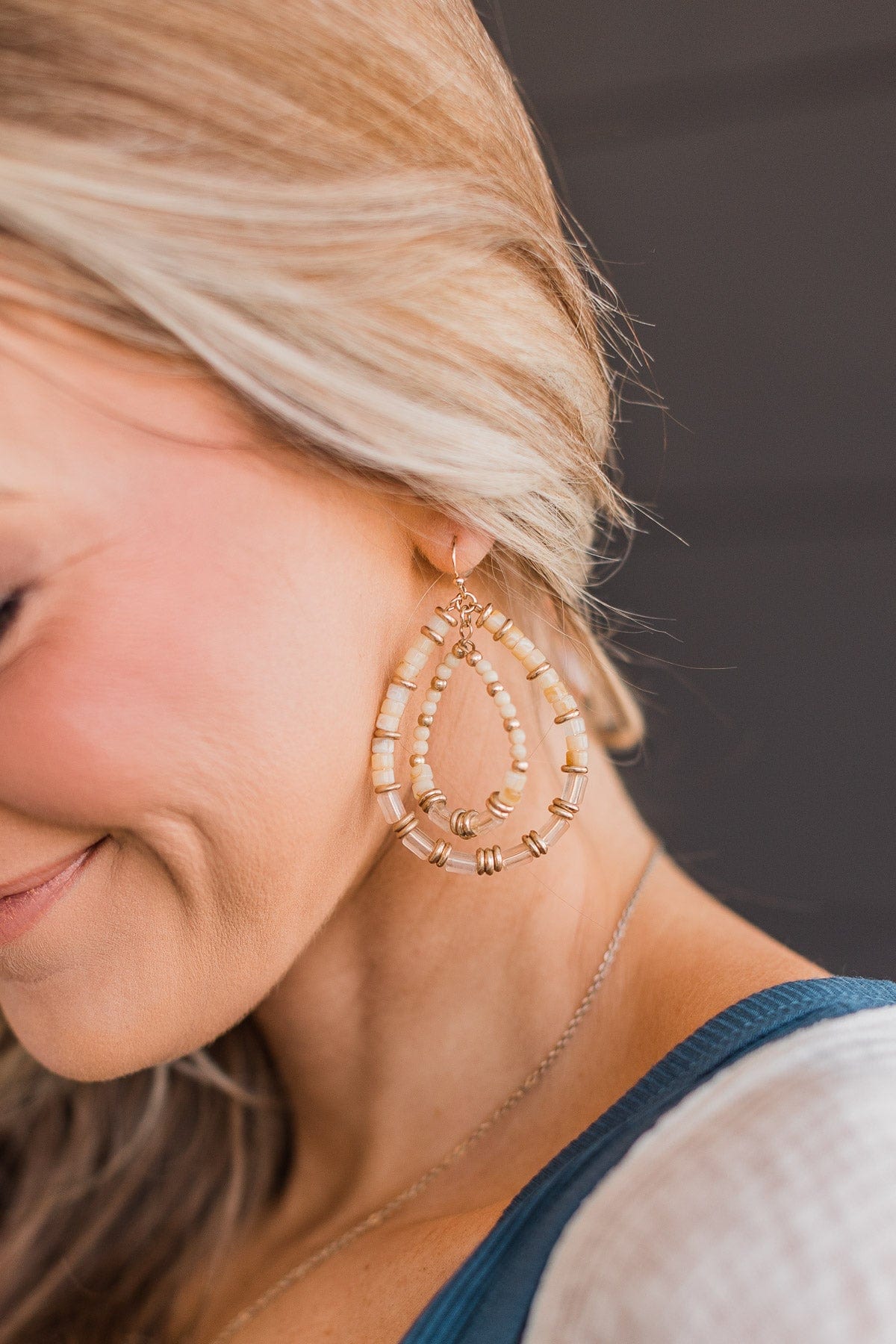 Perfectly Charming Teardrop Earrings- Natural