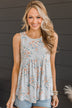 Wish Me Luck Floral Tank Top- Grey