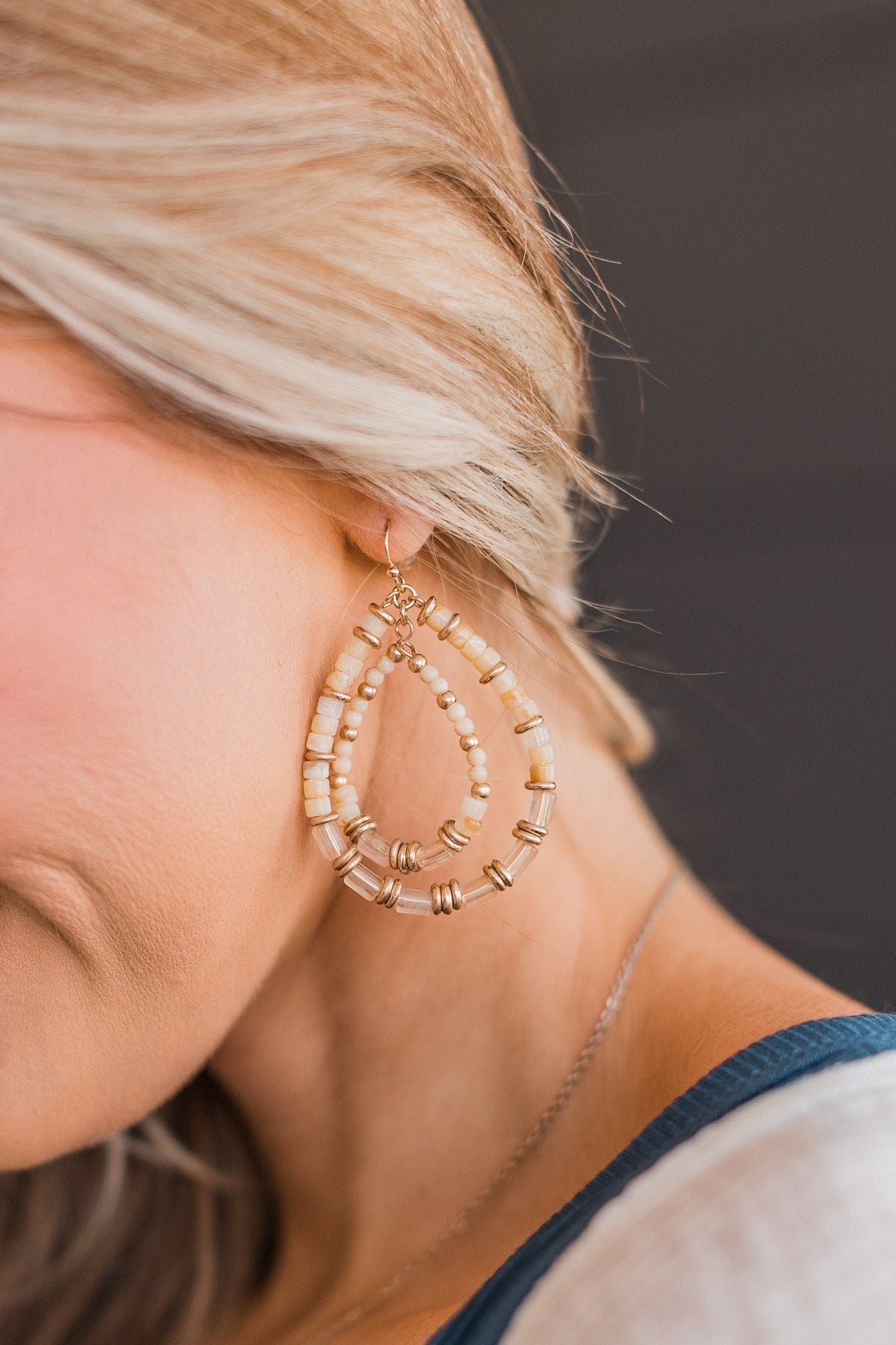 Perfectly Charming Teardrop Earrings- Natural