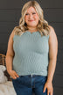 Playing It Cool Knit Tank Top- Dusty Blue