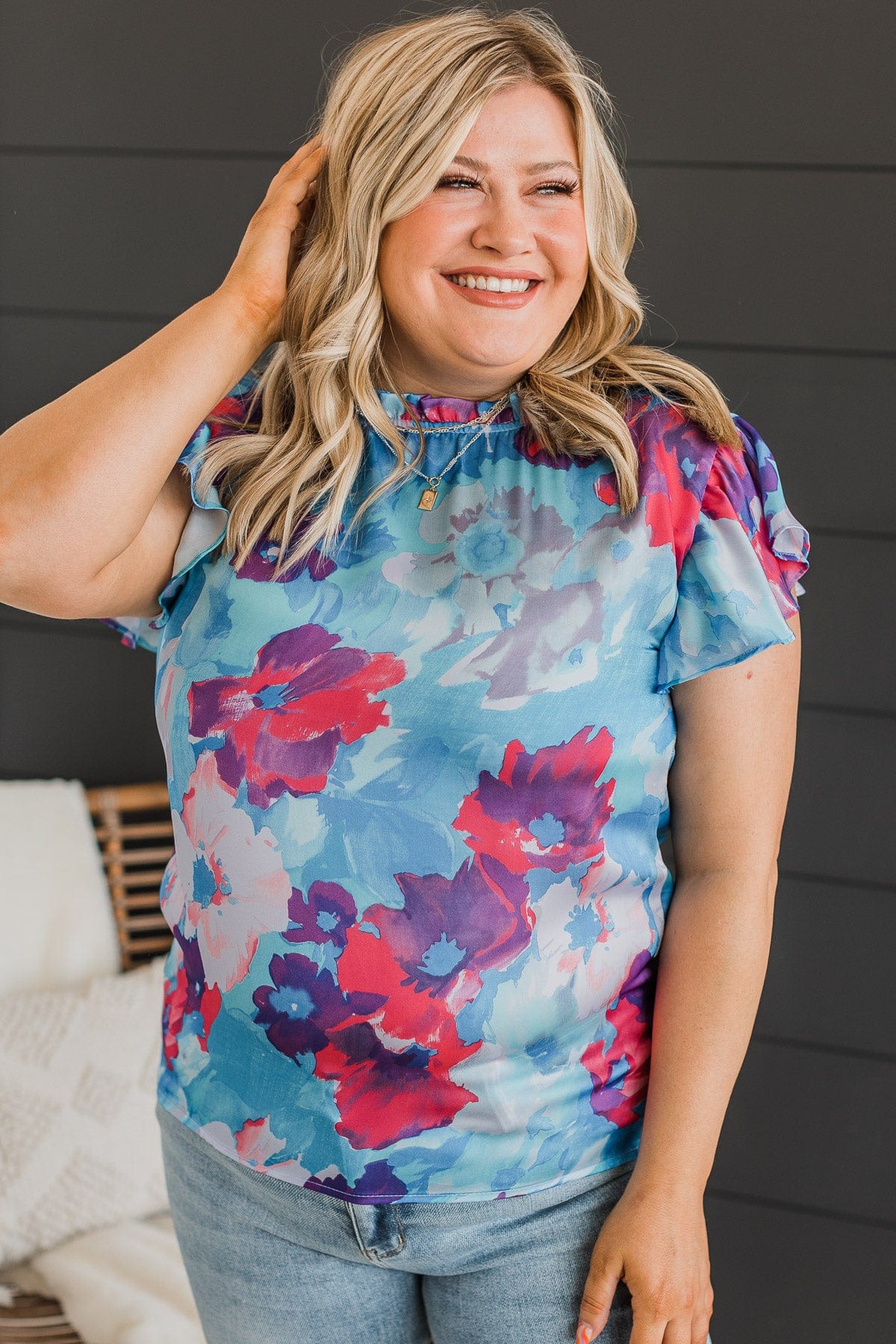 Blooming Love Floral Blouse- Blue & Purple