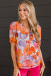 Sweet Connection Floral Top- Purple & Orange
