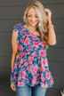 Fond Memories One-Shoulder Tank Top- Navy & Pink