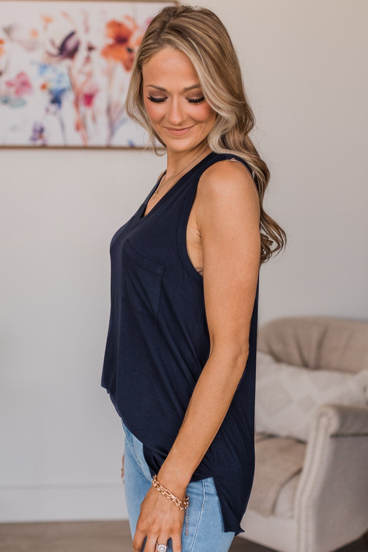 Doesn't Have To Be Goodbye Pocket Tank- Navy