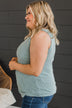 Playing It Cool Knit Tank Top- Dusty Blue