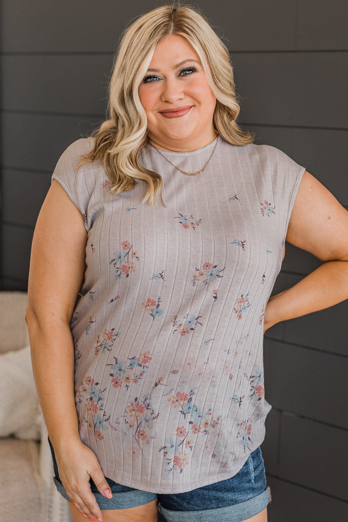 Matters Of The Heart Knit Top- Grey
