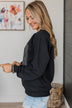 "Mama" Varsity Crew Neck Pullover- Black