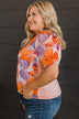 Sweet Connection Floral Top- Purple & Orange