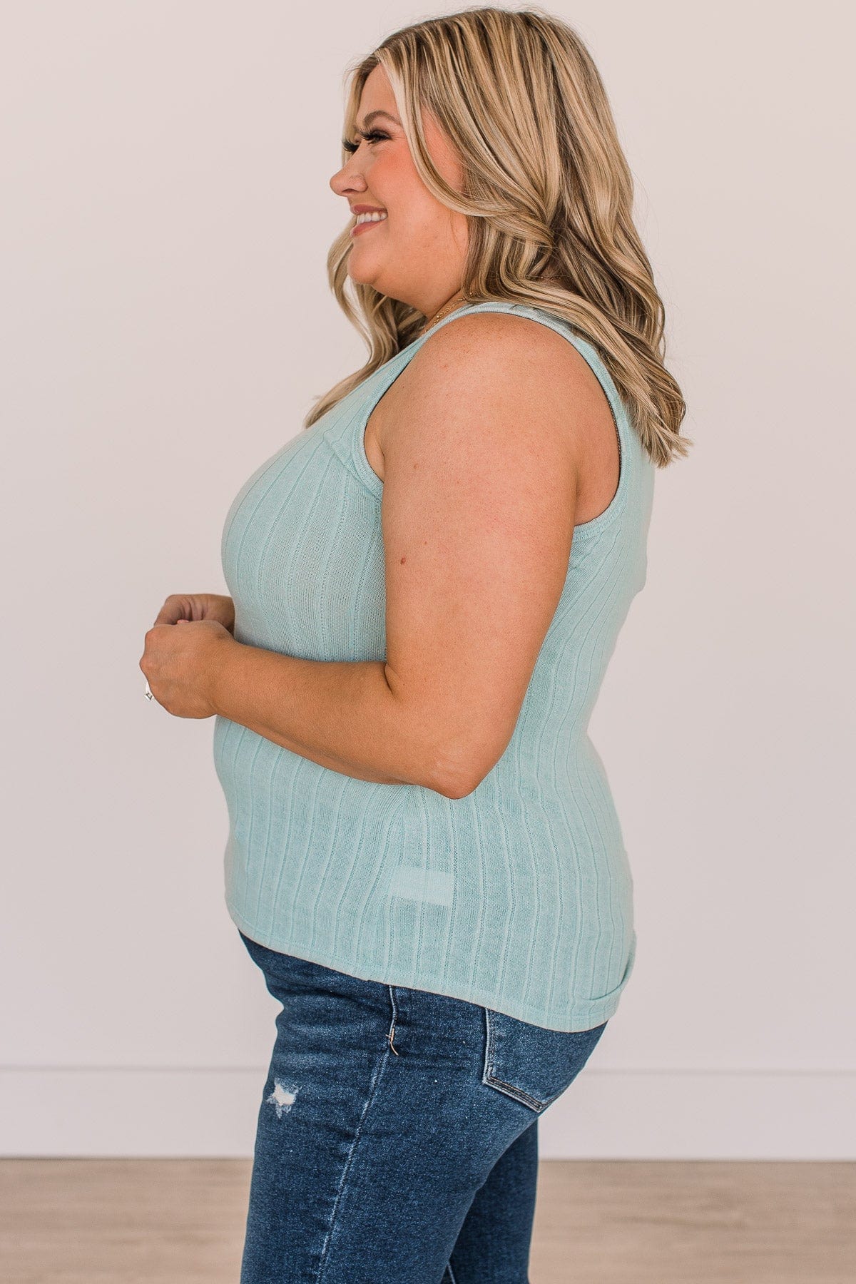Make Your Point Knit Tank Top- Light Blue