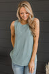 Playing It Cool Knit Tank Top- Dusty Blue