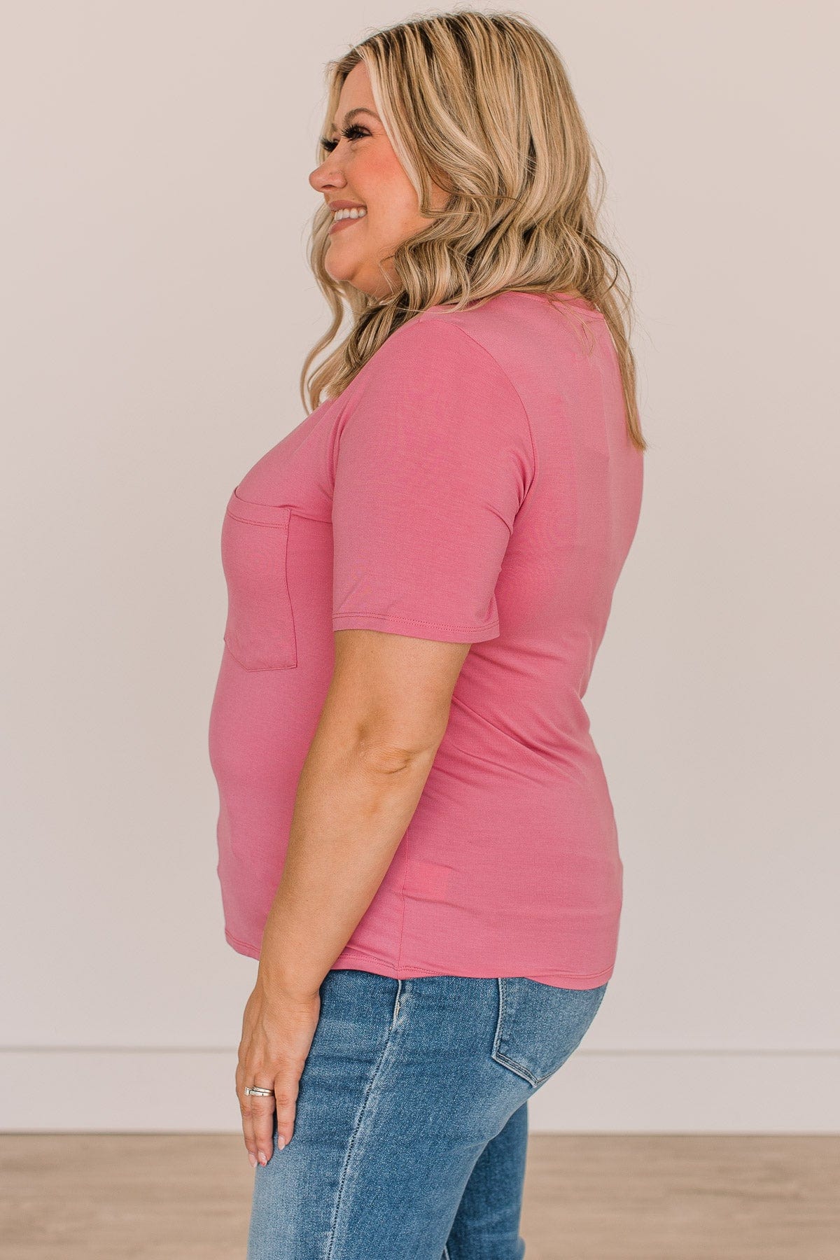 Casual Days Knit Pocket Top- Berry